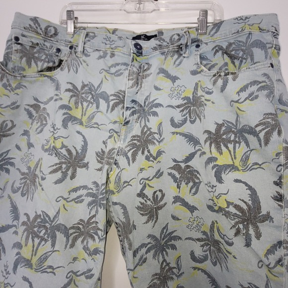 Arturo Calle Men's Cotton 42 Palm Tree Bermuda Denim Jean Shorts Tropical Grunge - Picture 3 of 10